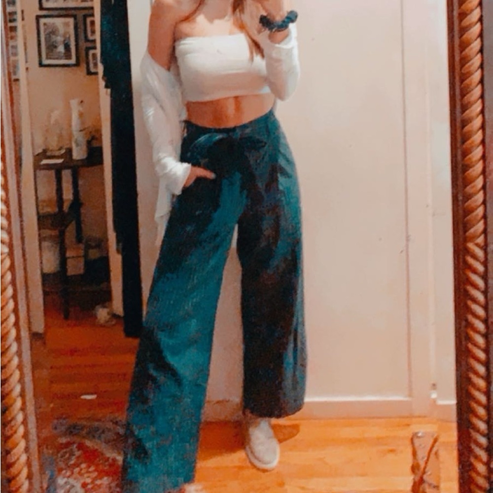 uniqlo striped wide leg pant